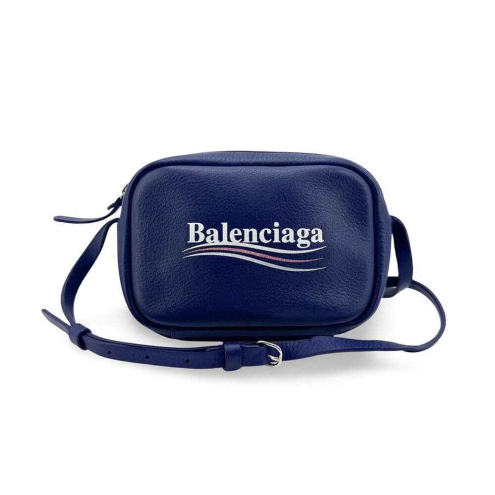 Balenciaga Everyday Camera Printed Leather Blue Leather Handbag